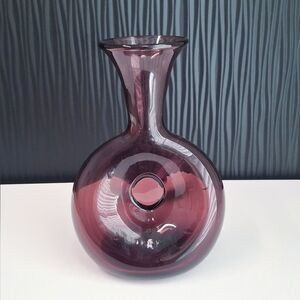 Vintage Blenko Amethyst Pinched Vase Hand Blown Art Glass 6 1/2"